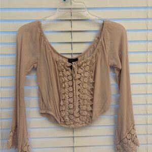 Forever 21 Pink Crop Blouse with 3/4 Sleeves